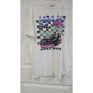Jen8947 1984 Miami Speedway Vintage T-Shirt, Size XL White. Racing surf